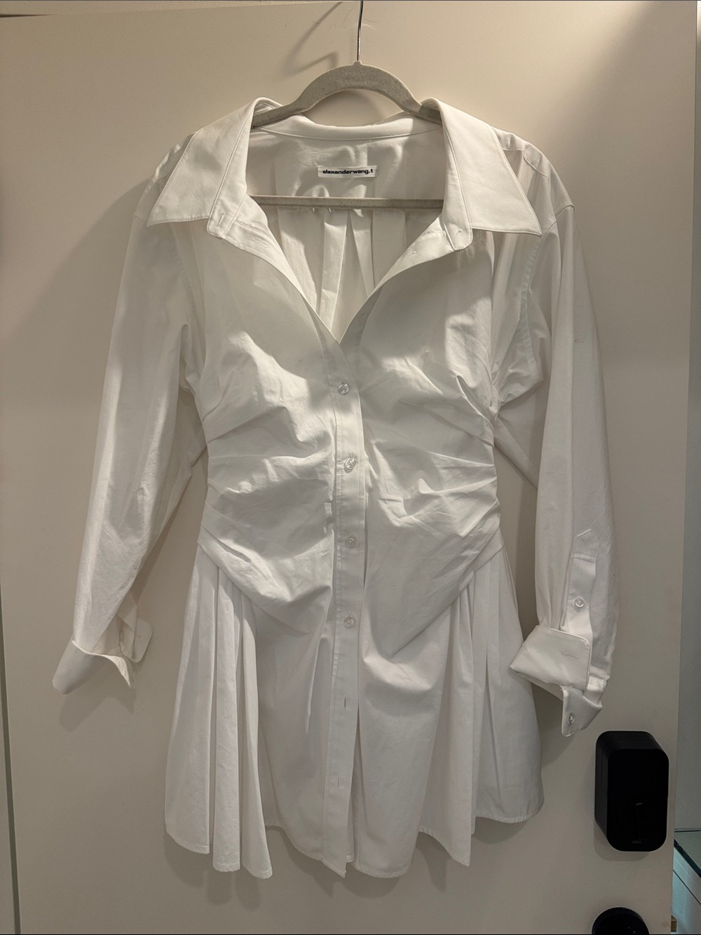 Alexander Wang- T White Button-Down Pleated Shirt Dress size 2